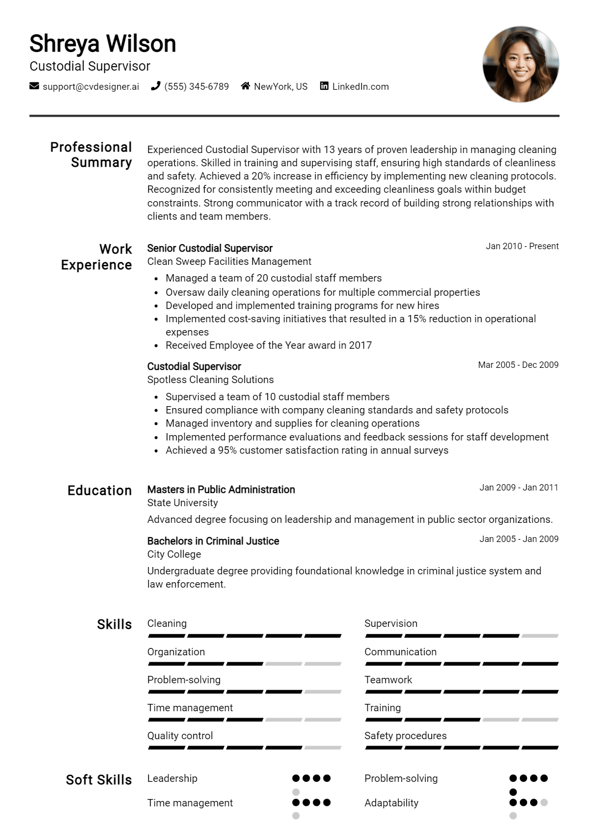 Custodial Supervisor Resume Example for 2026: Effective CV Writing Tips Preview