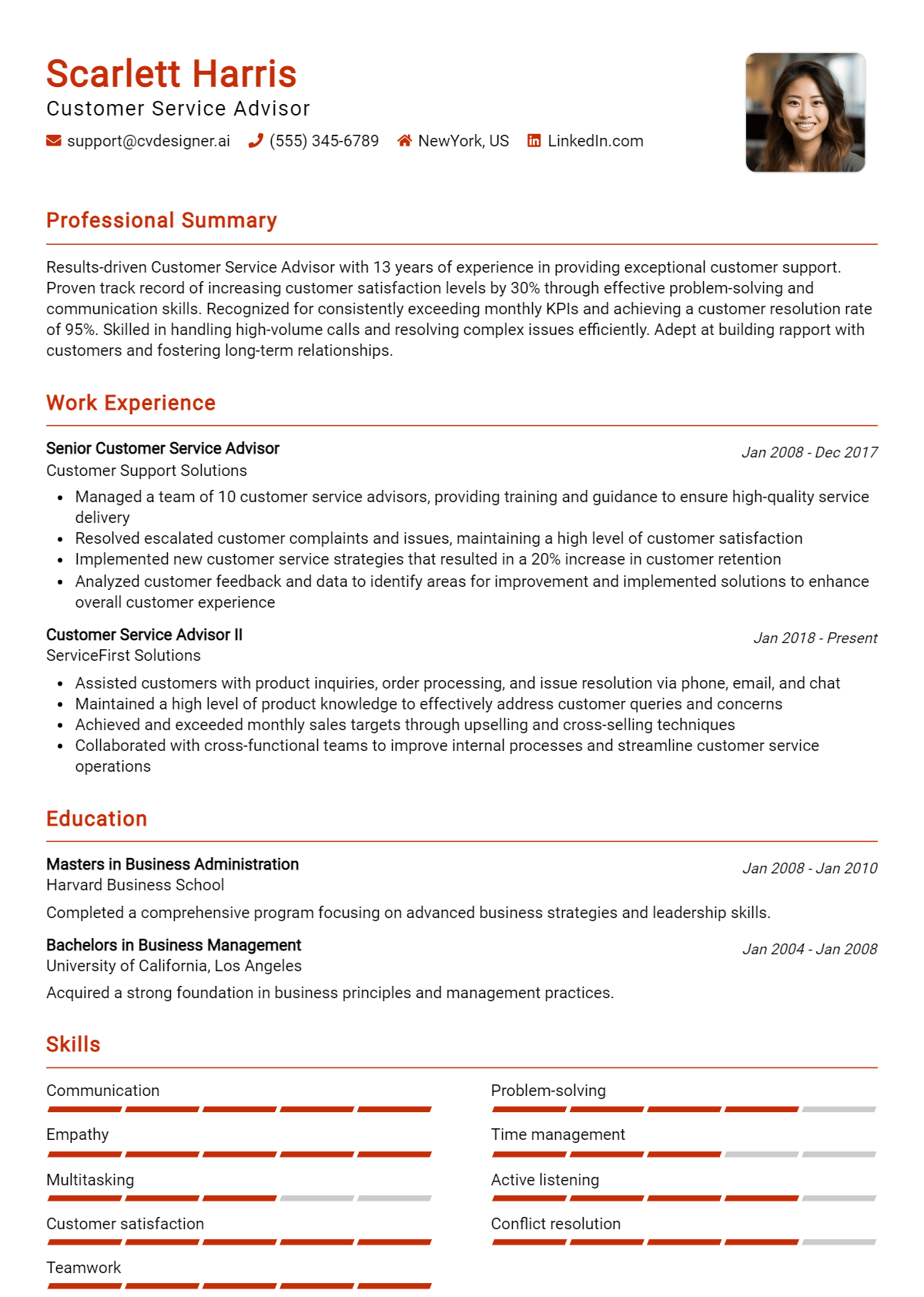 Customer Service Advisor Resume Example for 2026: Ultimate Guide Preview