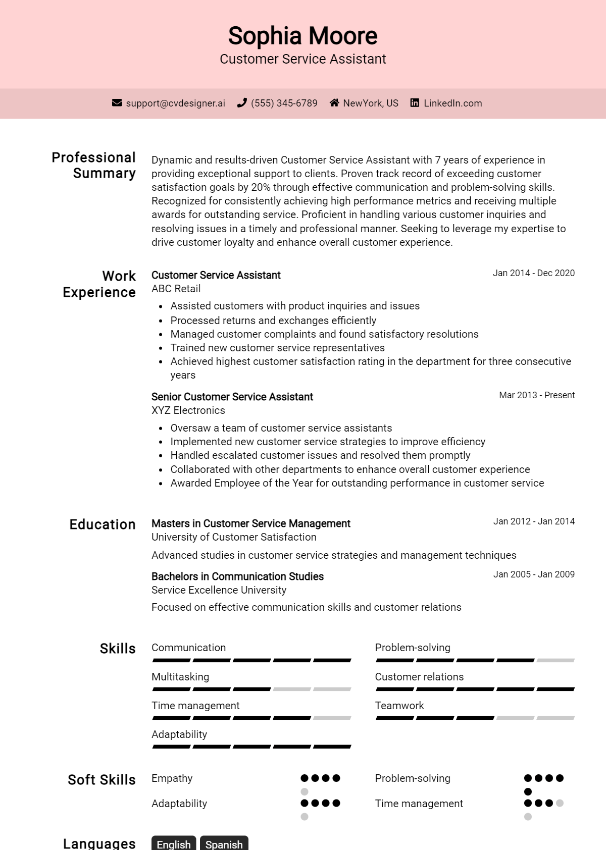 Customer Service Assistant Resume Example for 2026: Effective CV Writing Tips Preview