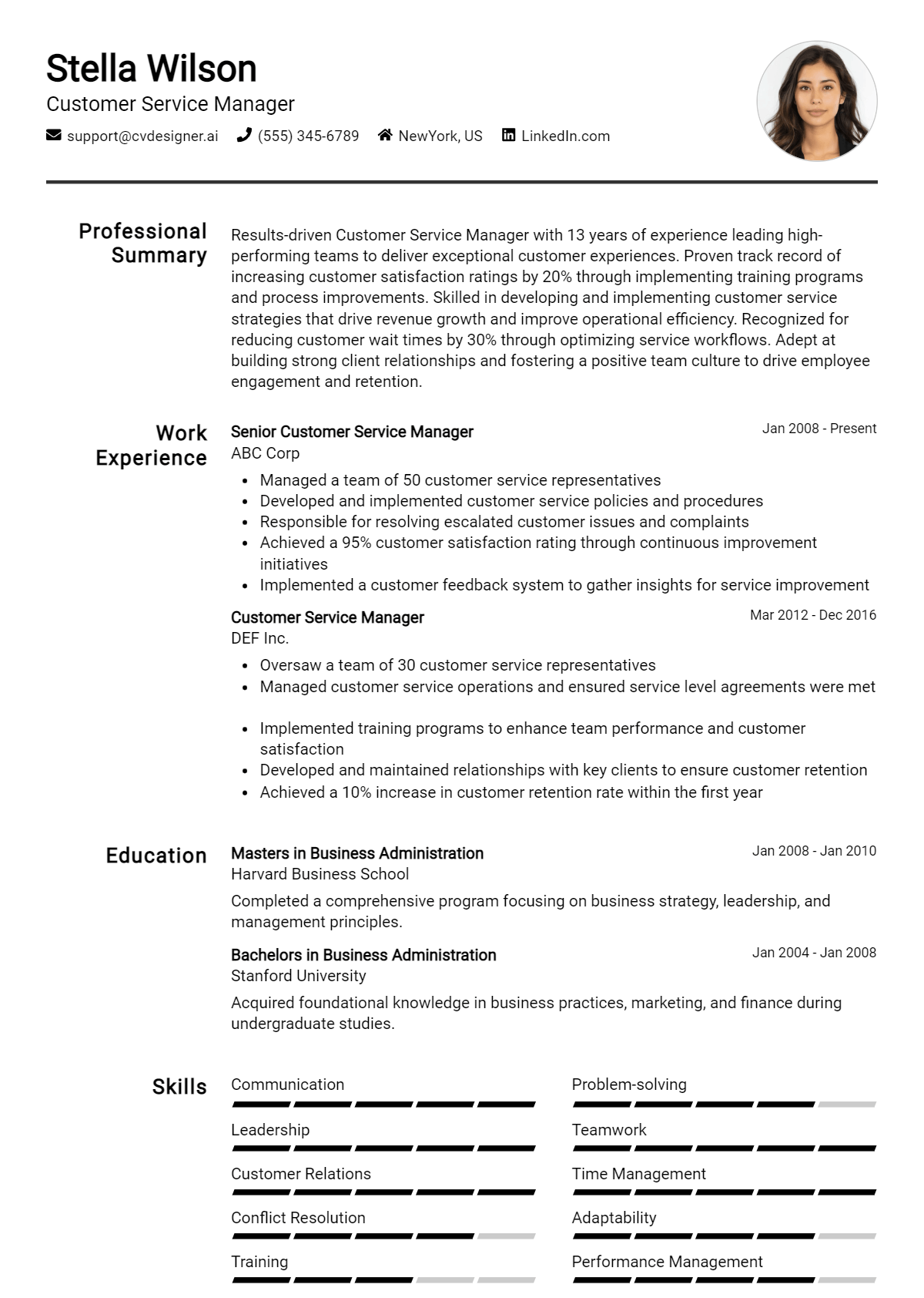 Customer Service Manager Resume Example for 2026: Effective CV Writing Tips Preview