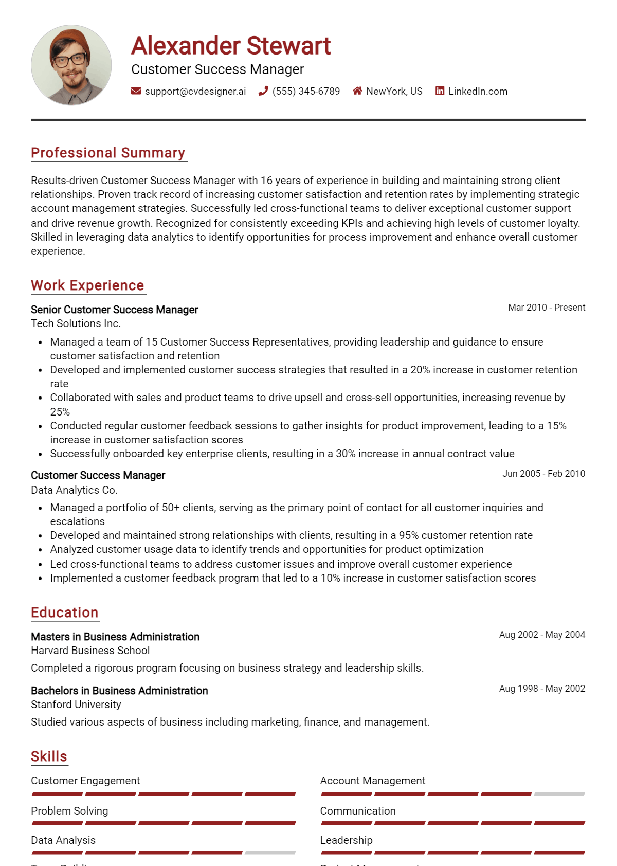Customer Success Manager Resume Example for 2026: Top Templates Preview