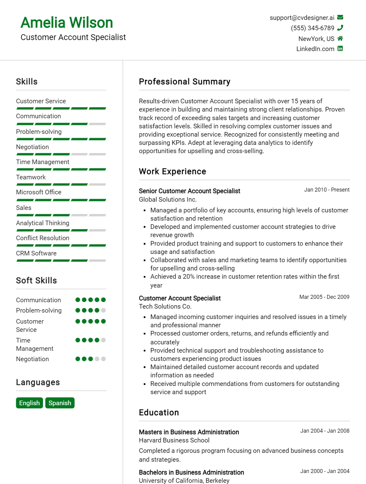 Customer Account Specialist CV Example For 2026: Tips & Templates Preview