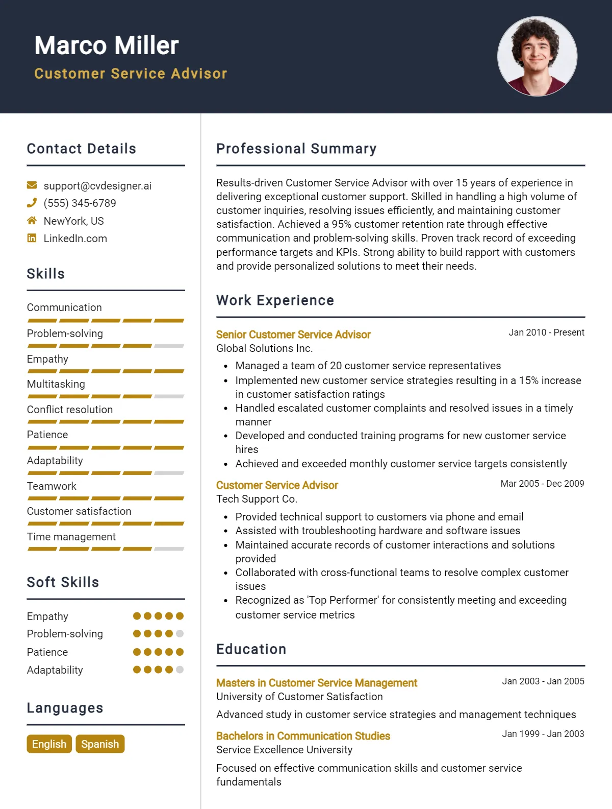 Customer Service Advisor CV Example For 2026: Best Writing Guide Preview