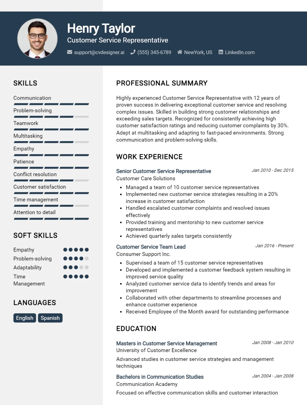 16 Customer Service Representative CV Examples And Free Templates For 2026 Preview