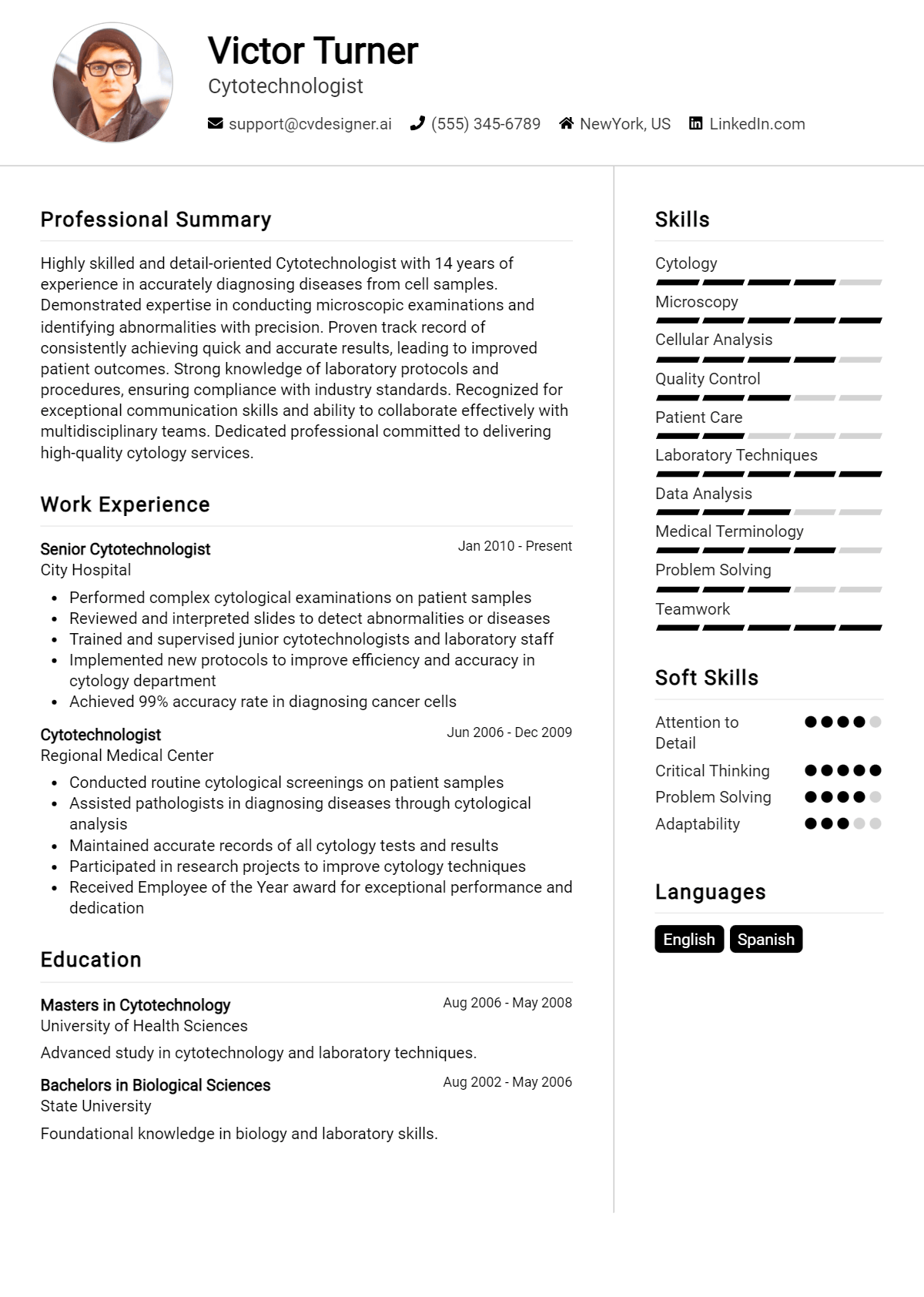 Cytotechnologist Resume Example for 2026: Ultimate Guide Preview