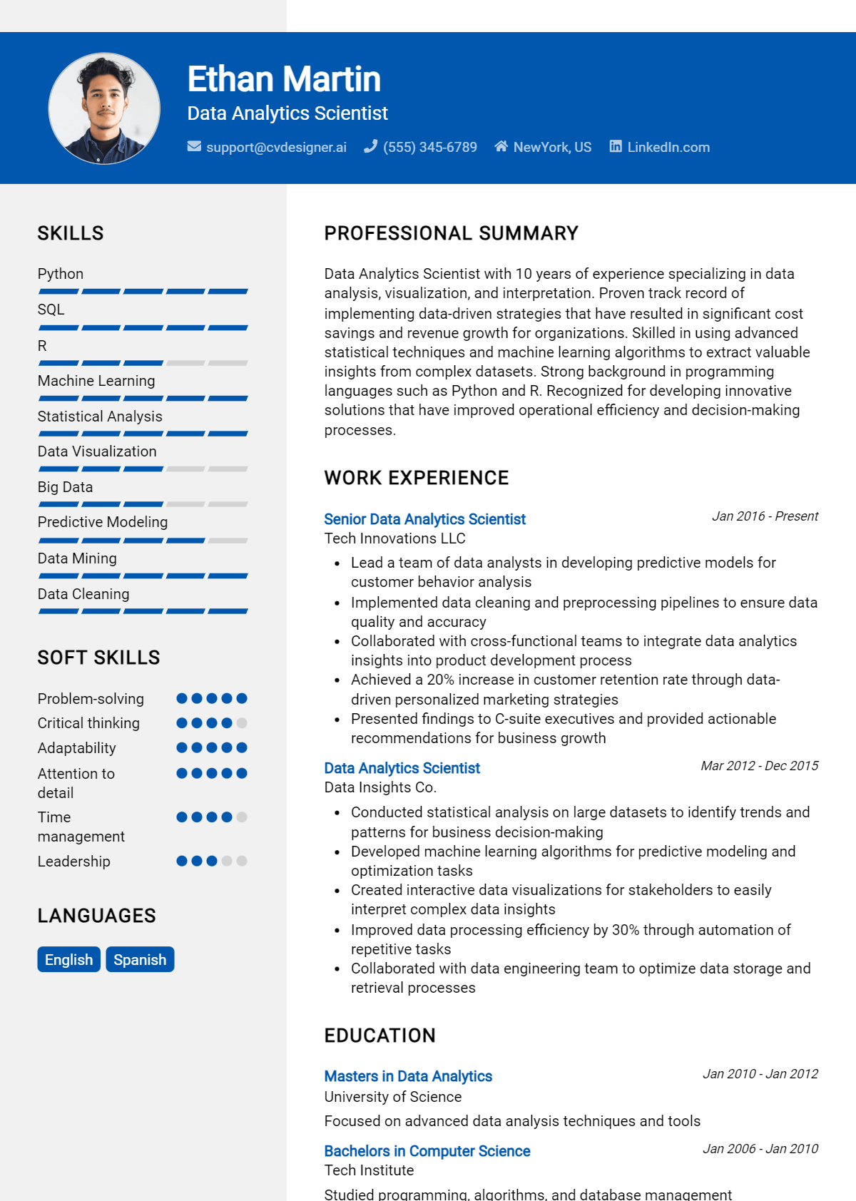 18 Data Analytics Scientist CV Examples And Templates For 2026 Preview