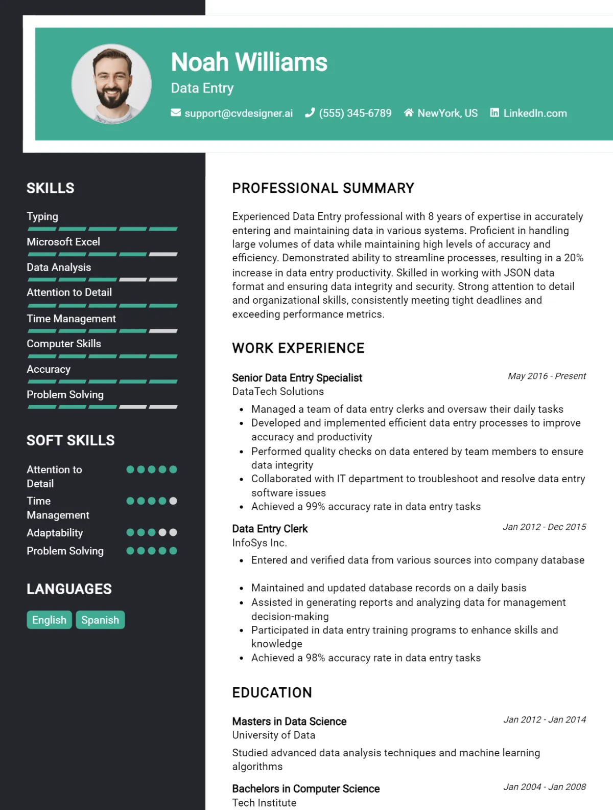 Data Entry CV Example For 2026: Best Formatting Tips Preview