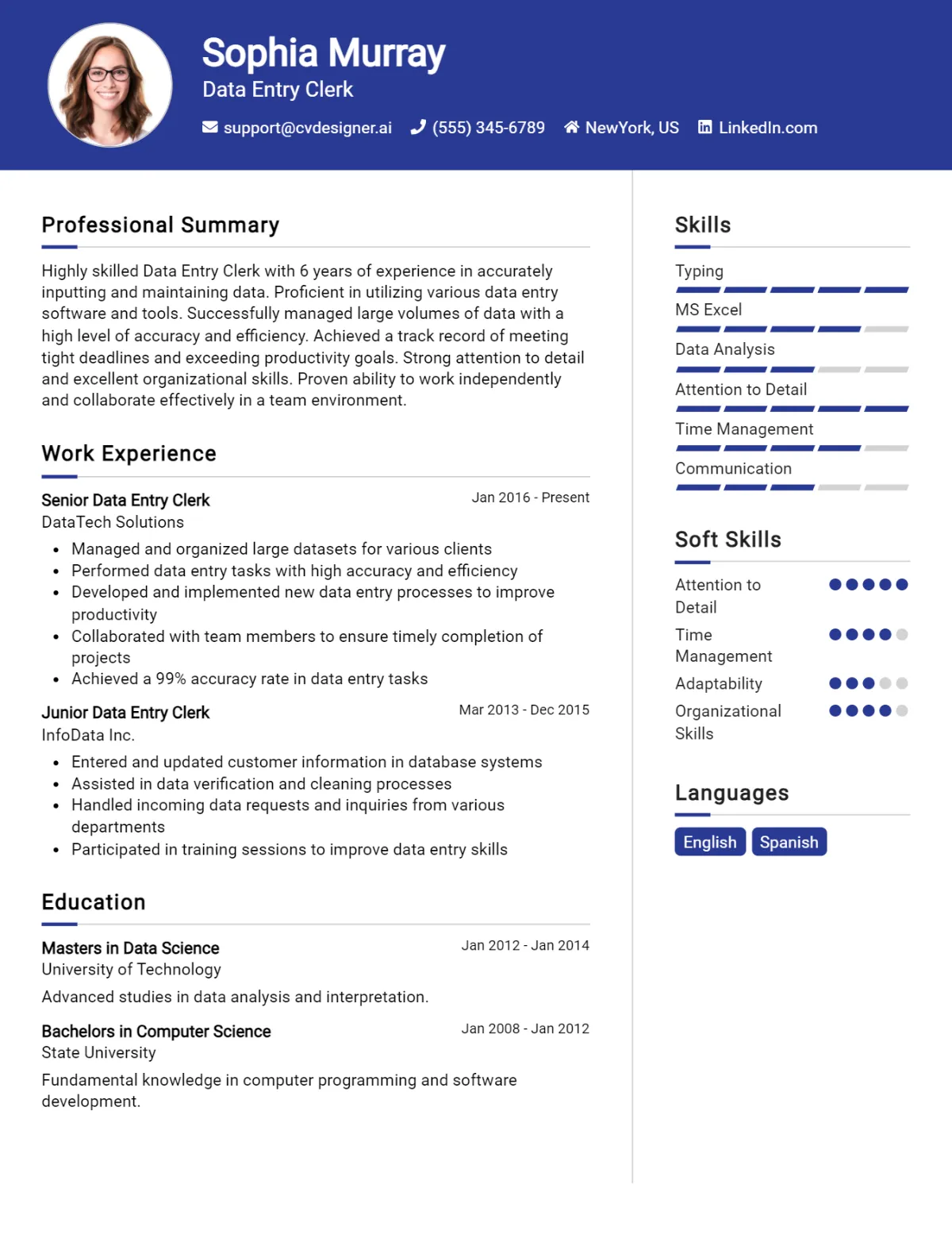 16 Data Entry Clerk CV Examples And Free Templates For 2026 Preview