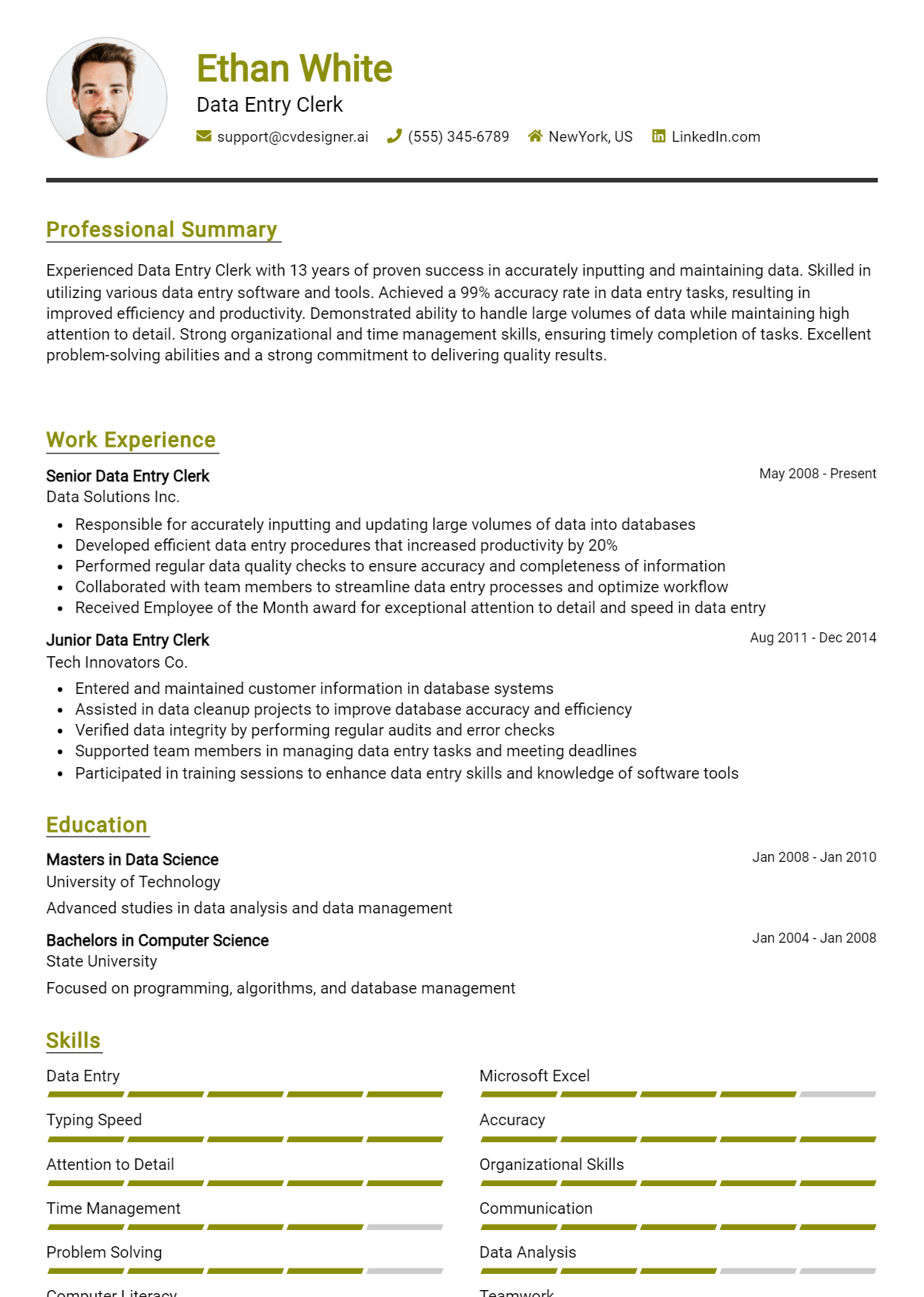 Data Entry Clerk Resume Example for 2026: Strategies & Templates Preview