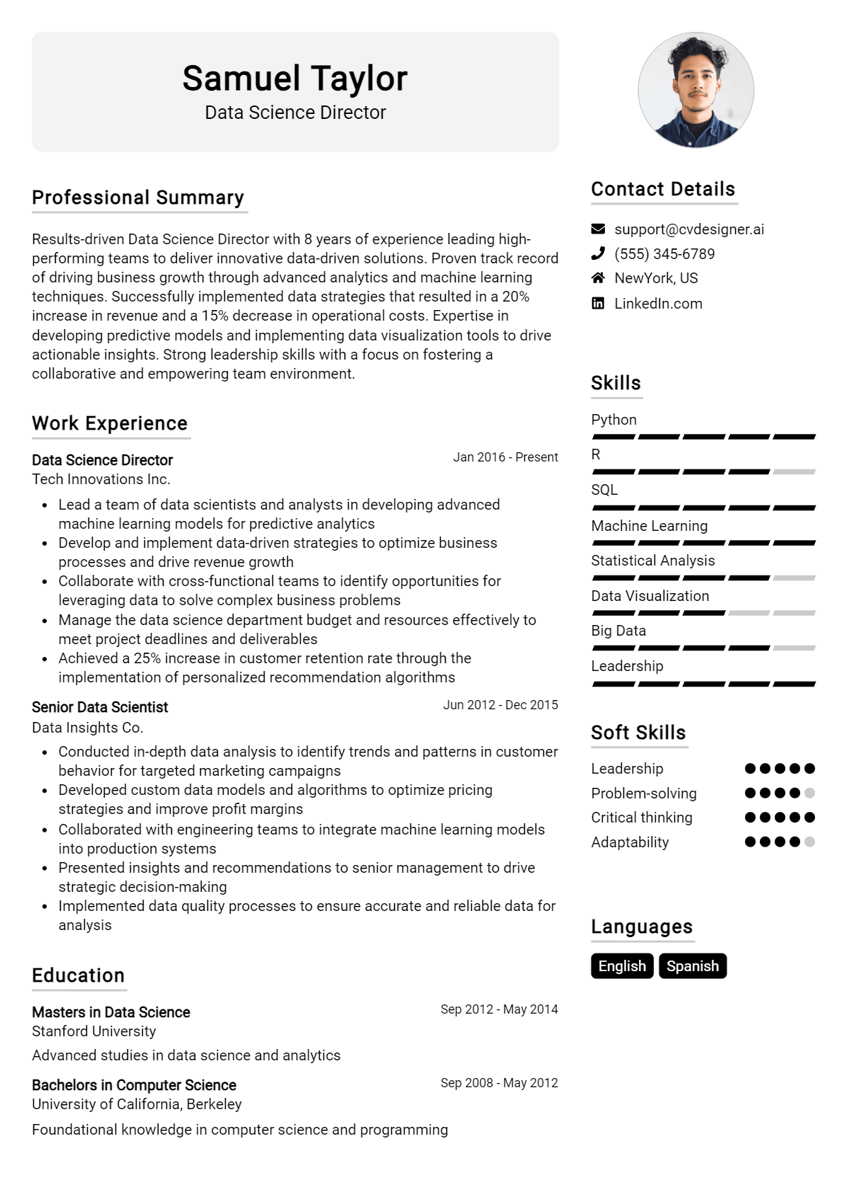 Data Science Director CV Example for 2026: Tips to Stand Out Preview