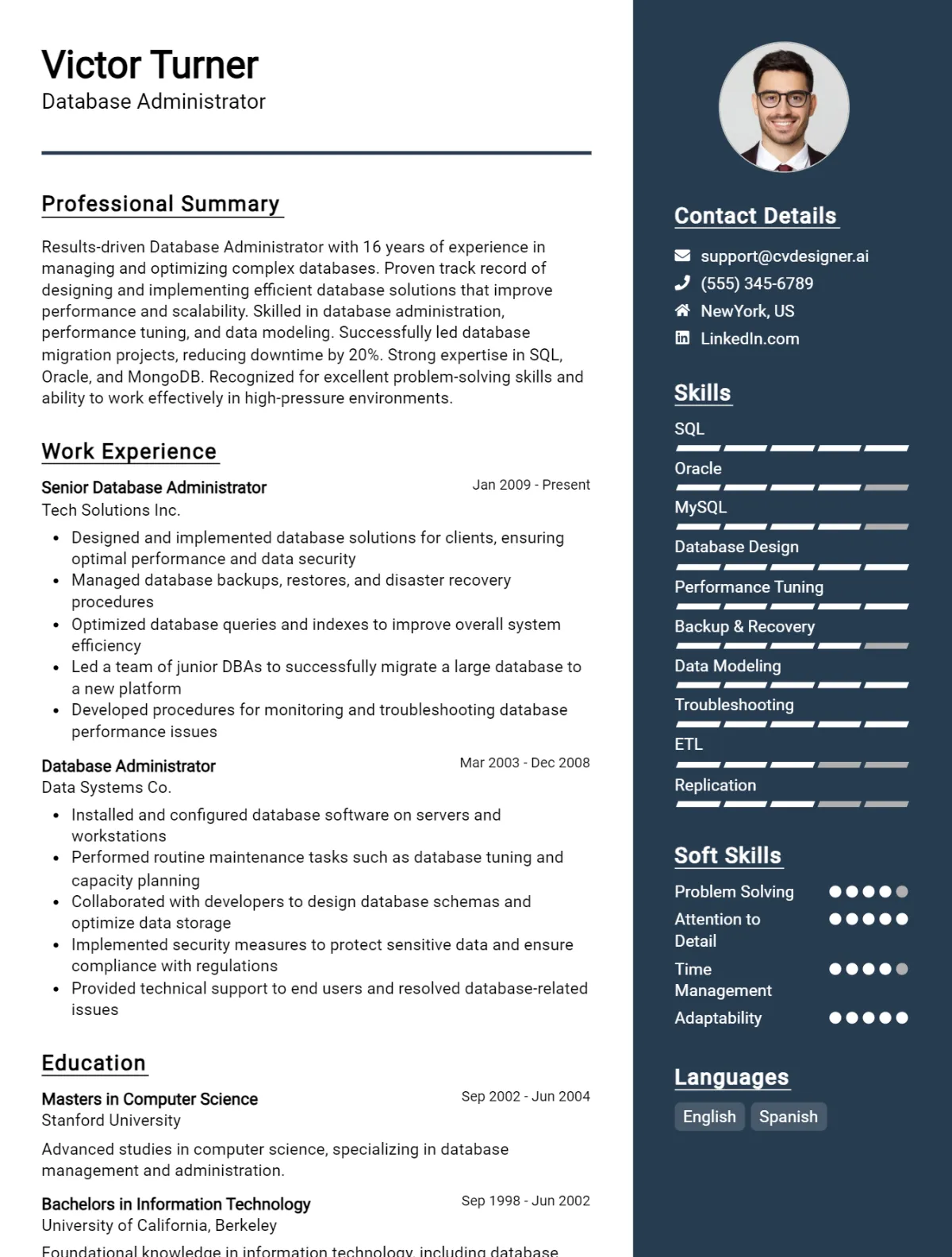 12 Database Administrator CV Example & Templates For 2026 Preview