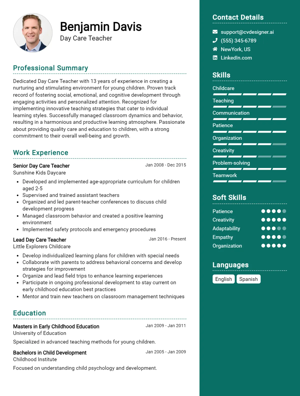Day Care Teacher CV Example For 2026: Samples & Best Practices Preview