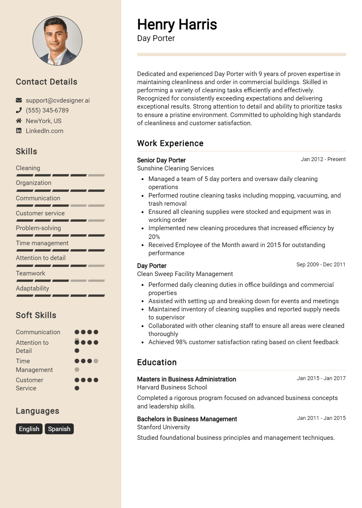 Day Porter Resume Example for 2026: Ultimate Guide Preview
