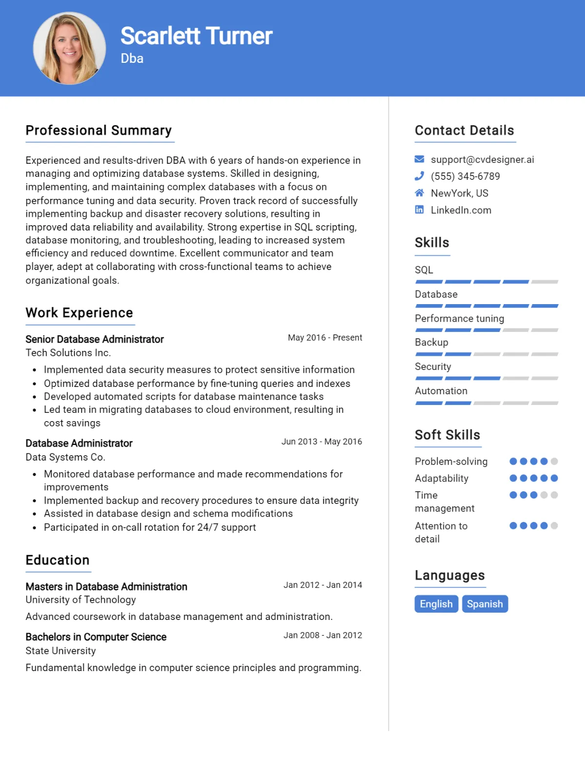 DBA CV Example For 2026: Strategies & Templates Preview