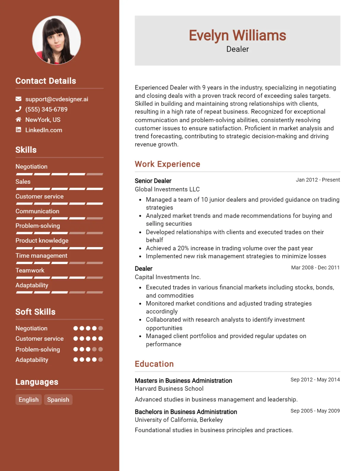Dealer CV Example For 2026: Effective CV Writing Tips Preview