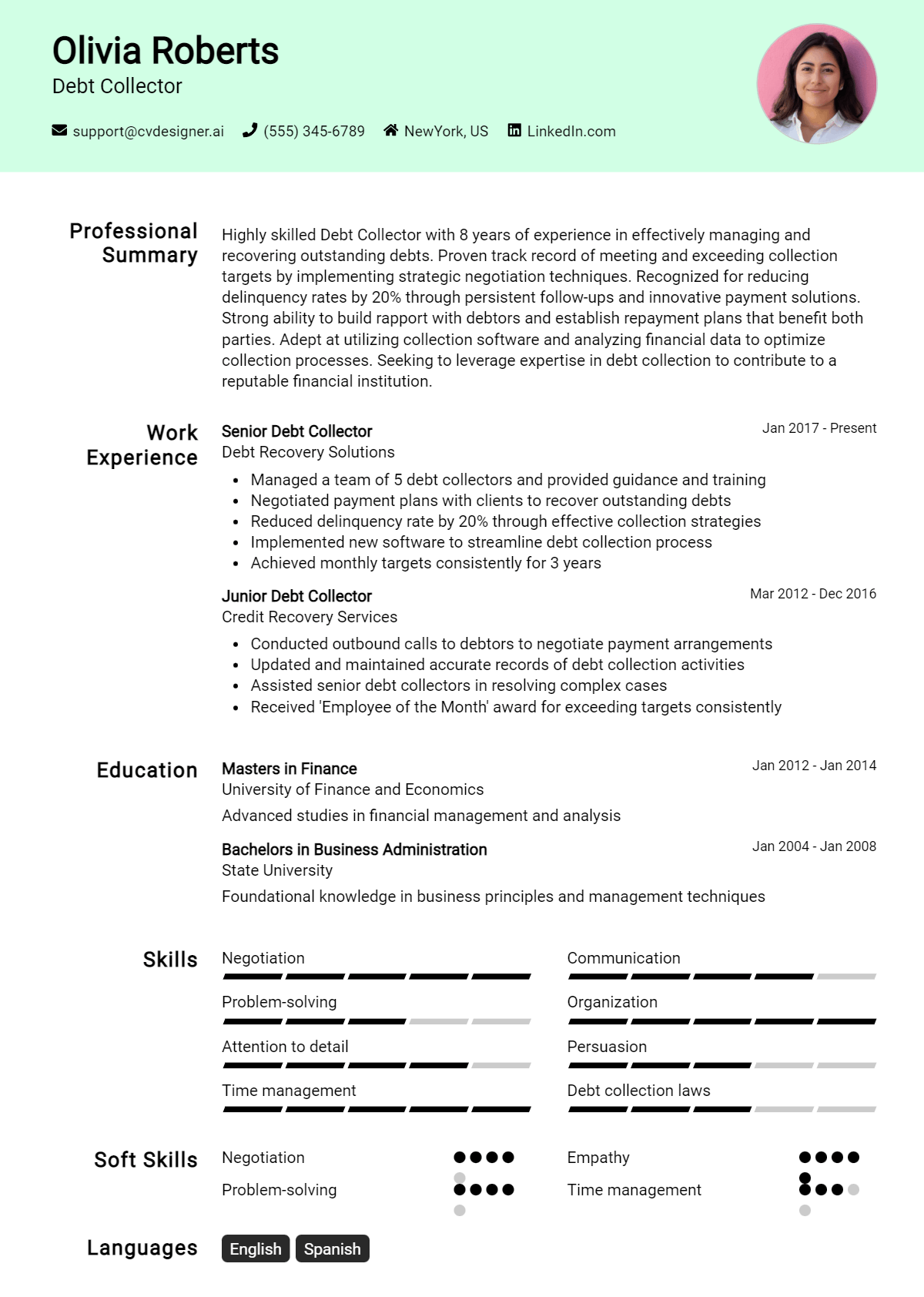 Debt Collector Resume Example for 2026: Free Professional Templates Preview