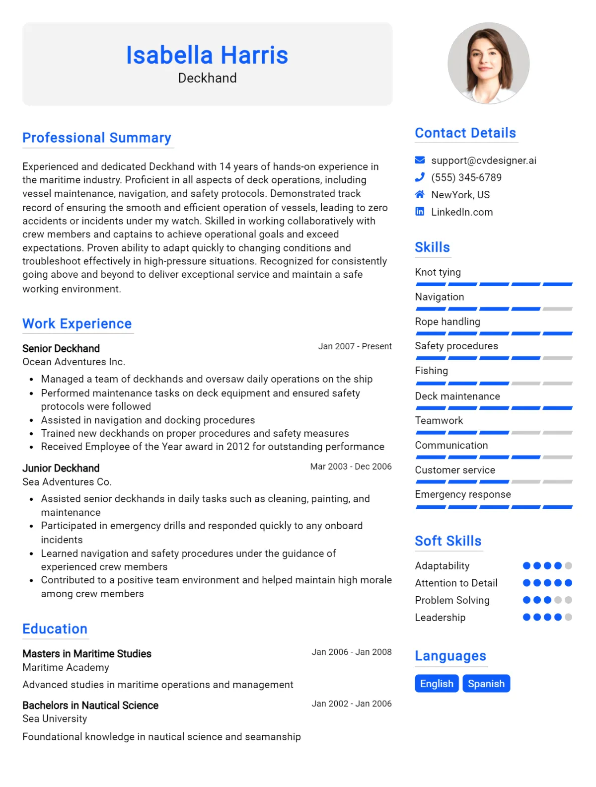 Deckhand CV Example For 2026: Tips to Stand Out Preview
