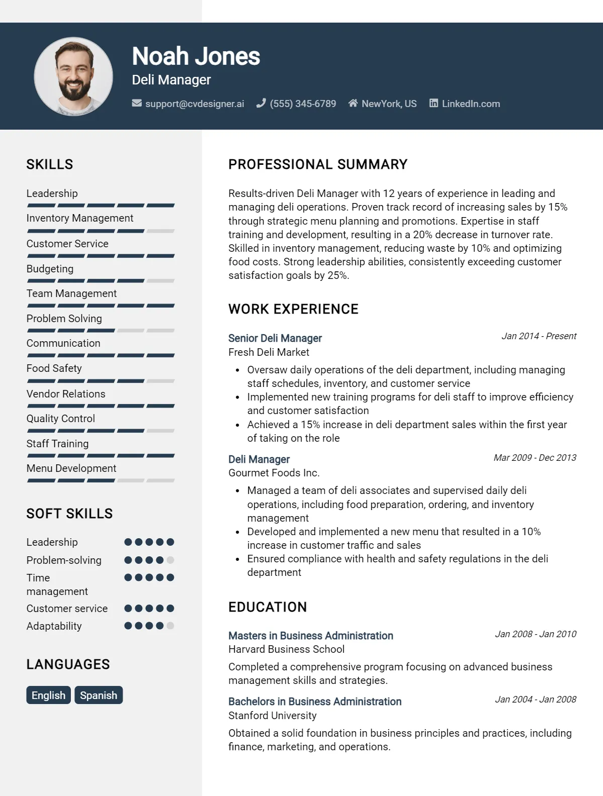 Deli Manager CV Example For 2026: Best Tips & Templates Preview