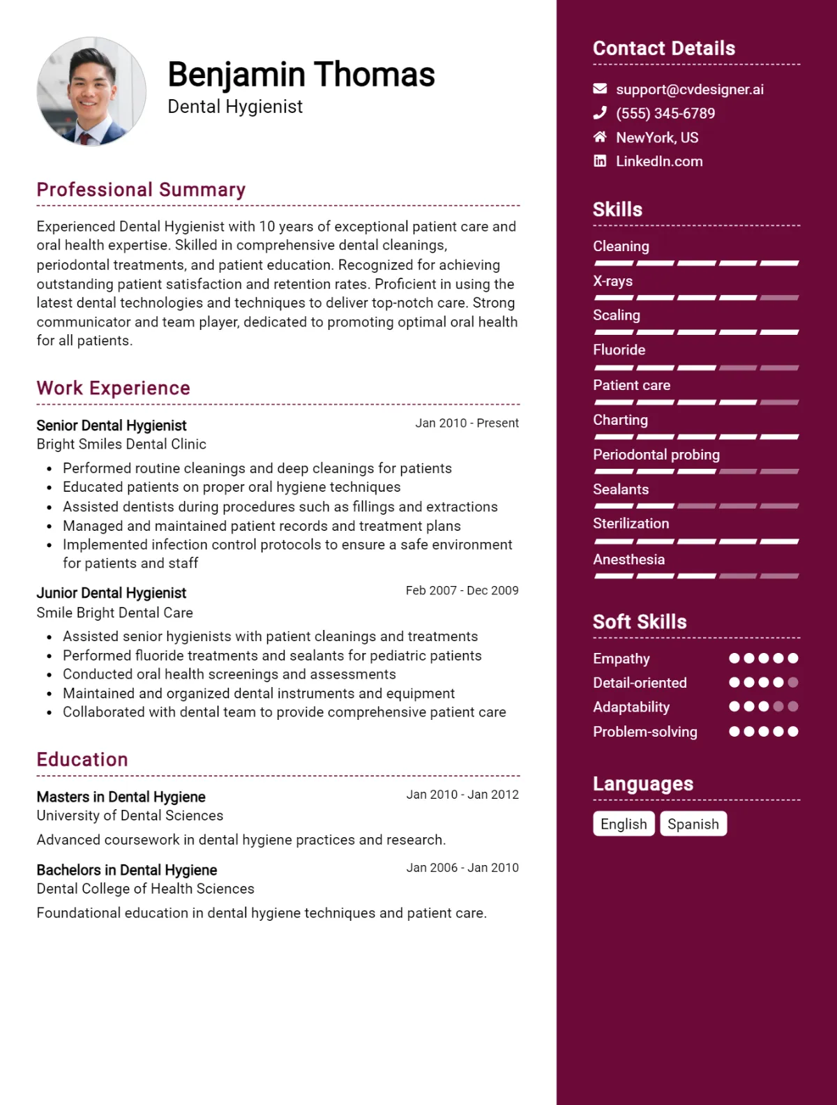 Dental Hygienist CV Example For 2026: Best Tips & Templates Preview