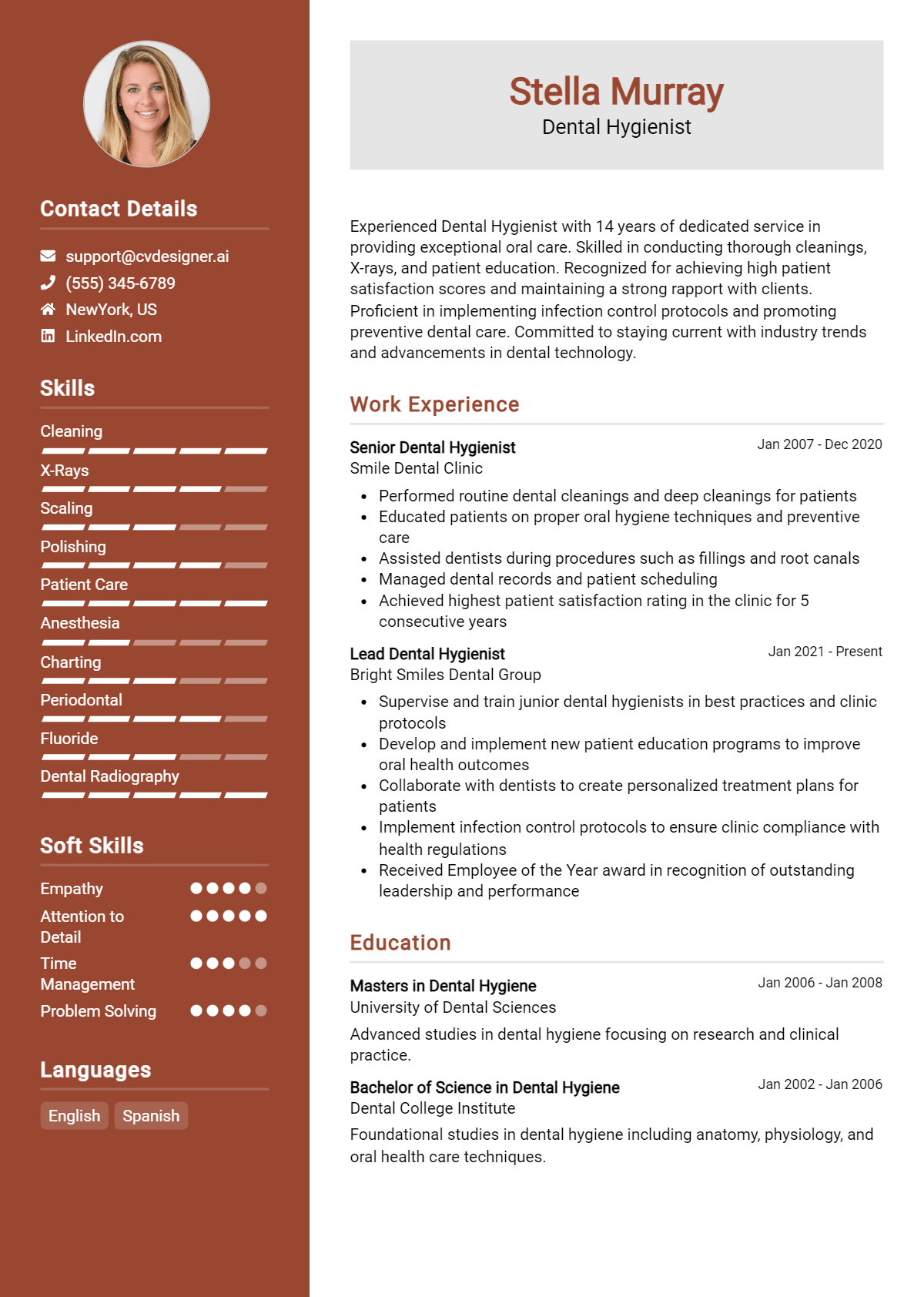 Dental Hygienist Resume Example for 2026: Professional CV Templates Preview
