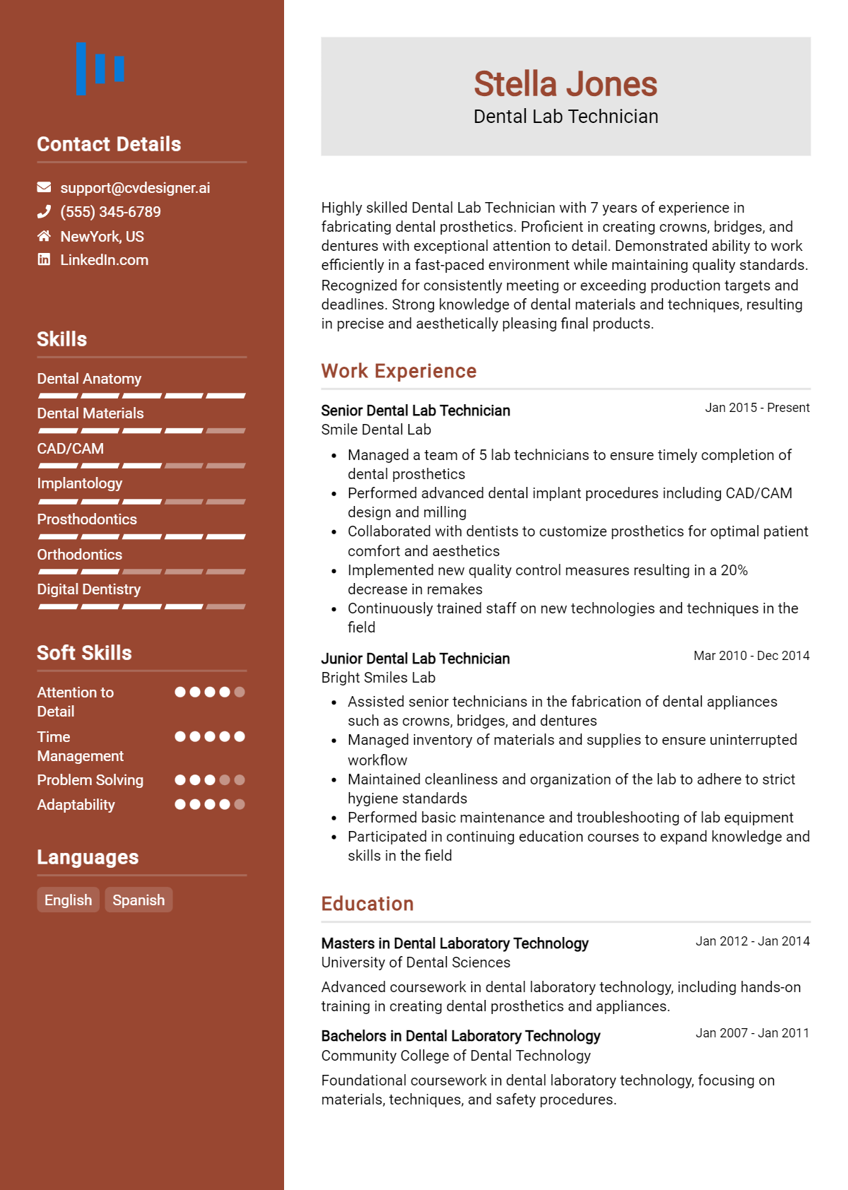 Dental Lab Technician Resume Example for 2026: Tips to Stand Out Preview