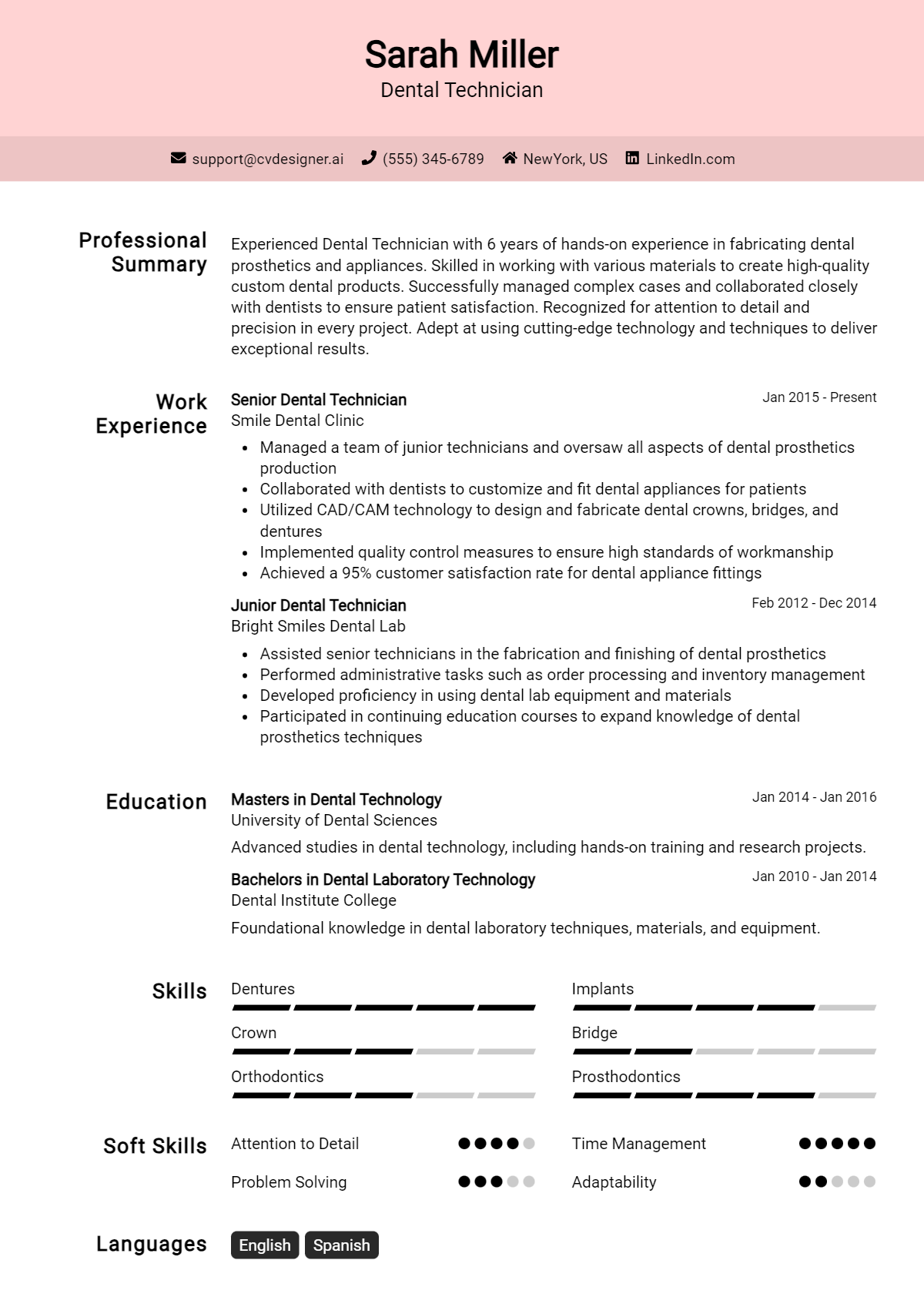 Dental Technician Resume Example for 2026: Ultimate Guide Preview