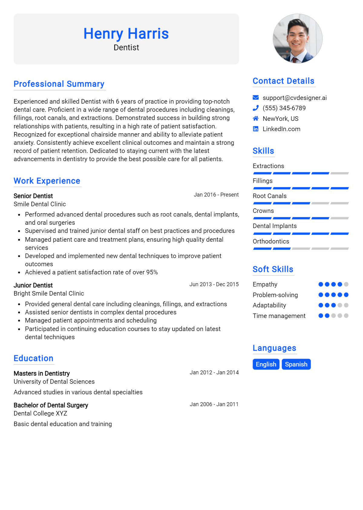 Dentist Resume Example for 2026: Best Writing Guide Preview