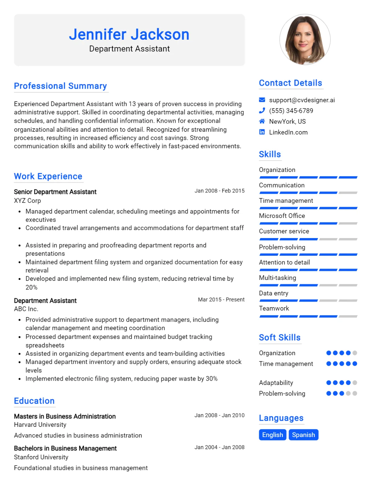 Department Assistant CV Example For 2026: Best Tips & Templates Preview