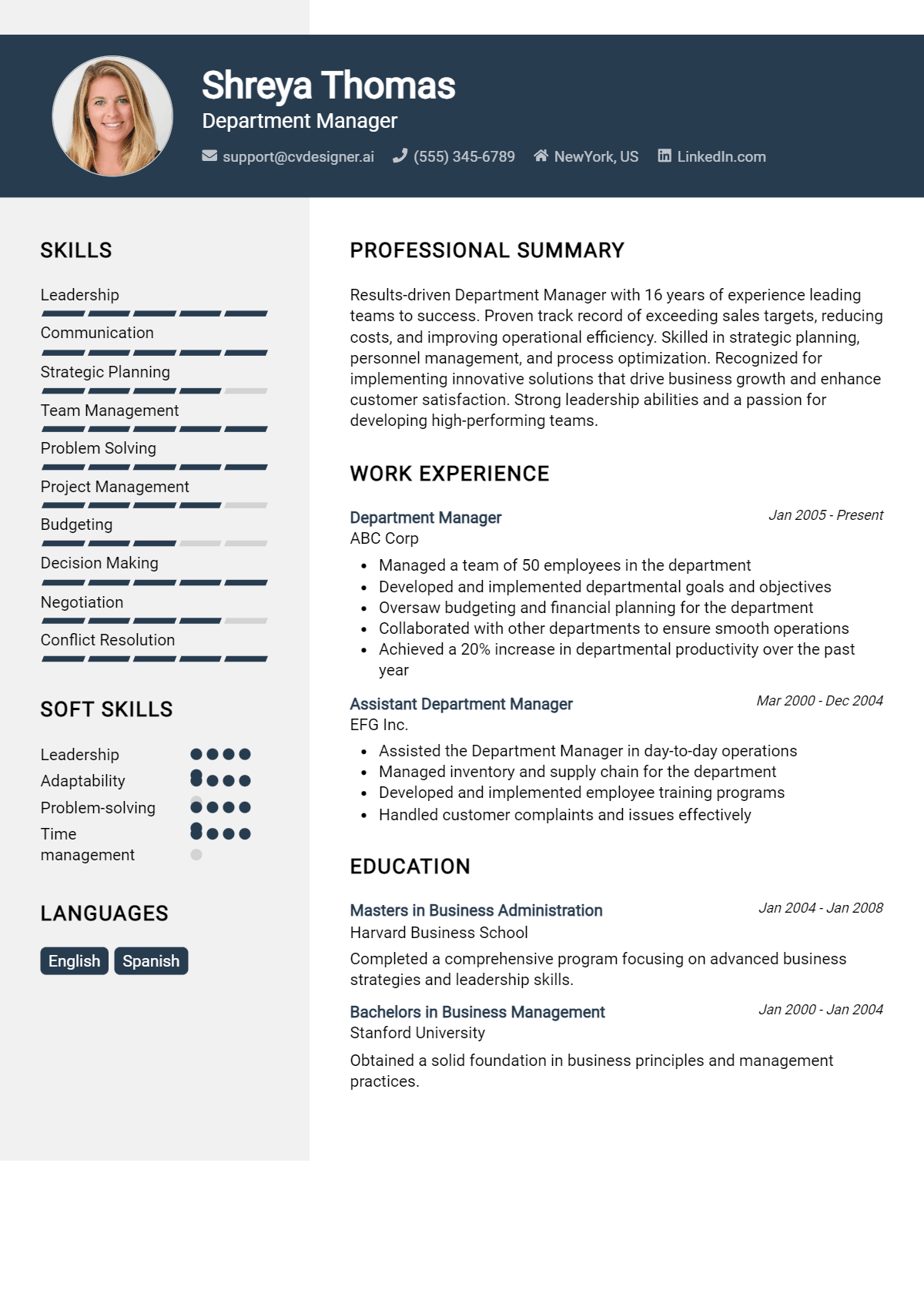 Department Manager Resume Example for 2026: Tips to Stand Out Preview