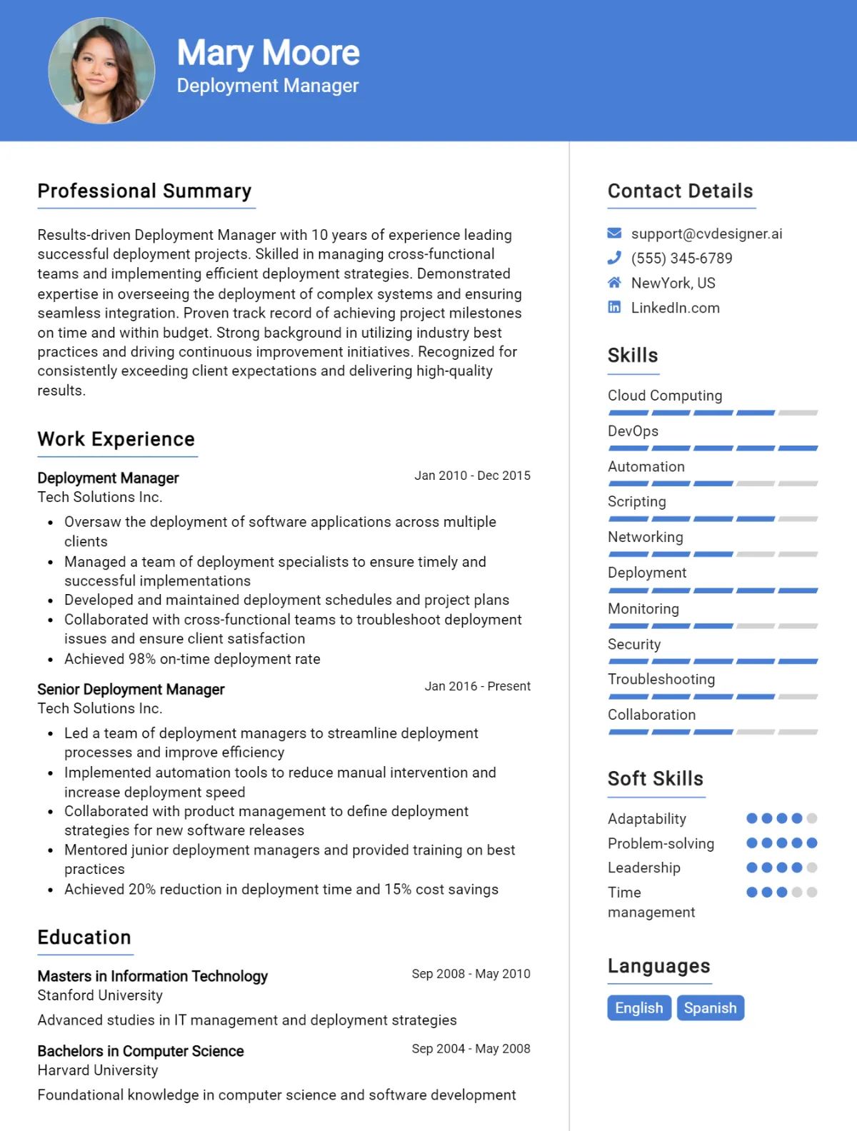Deployment Manager CV Example For 2026: Proven Tips & Templates Preview