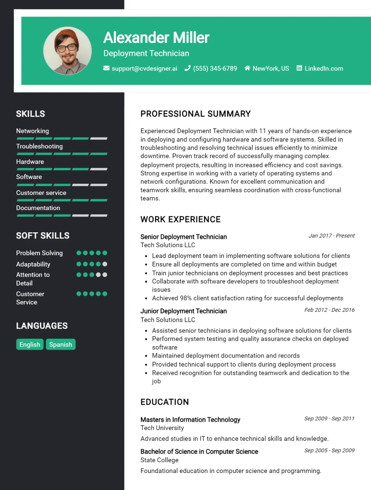 Deployment Technician CV Example For 2026: Expert Tips & Templates Preview