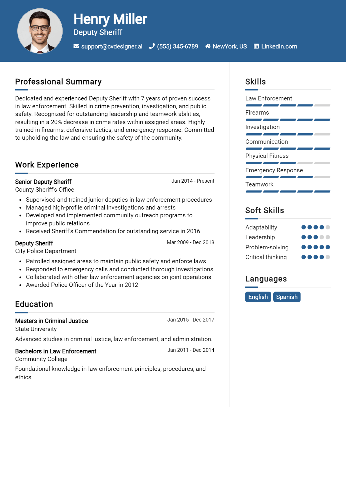 Deputy Sheriff Resume Example for 2026: Expert Tips Preview