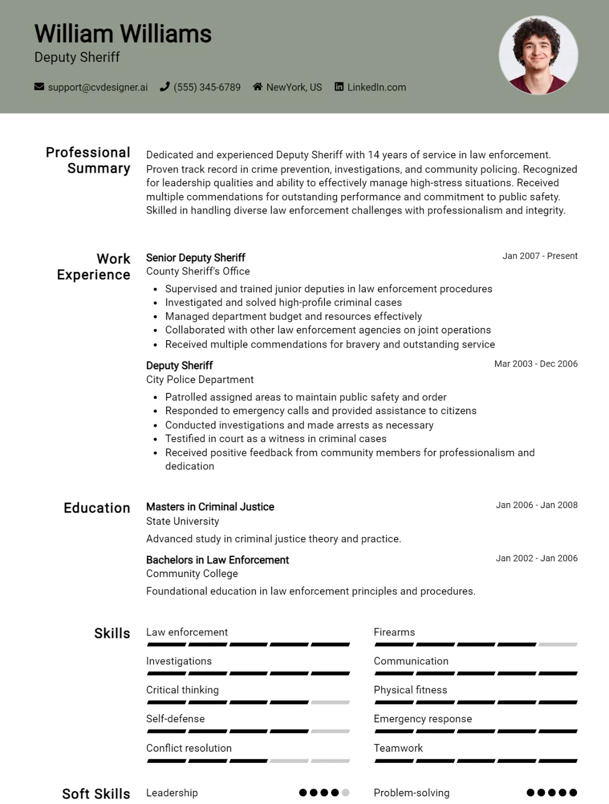 Deputy Sheriff CV Example For 2026: Expert Tips & Templates Preview