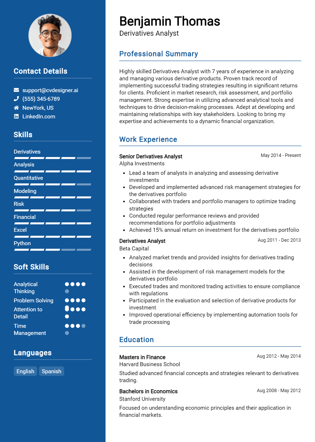 Derivatives Analyst Resume Example for 2026: Strategies & Templates Preview
