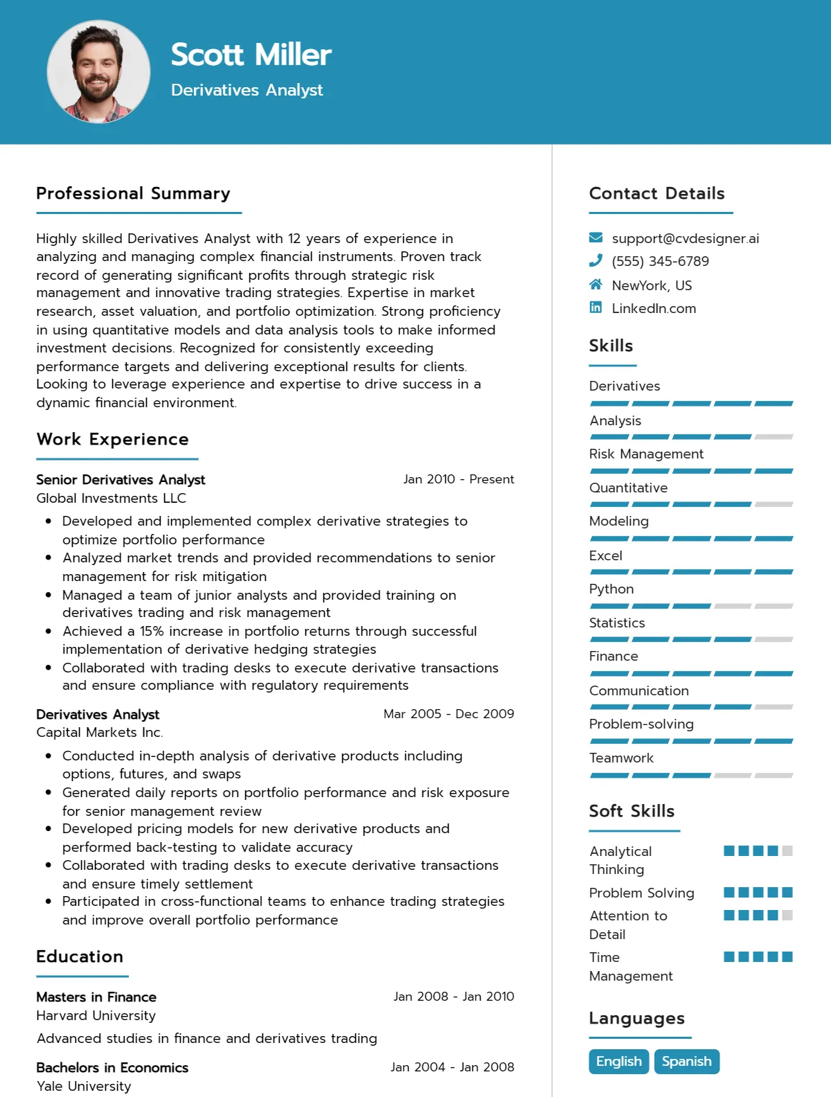 Derivatives Analyst CV Example and Templates for 2026 Preview