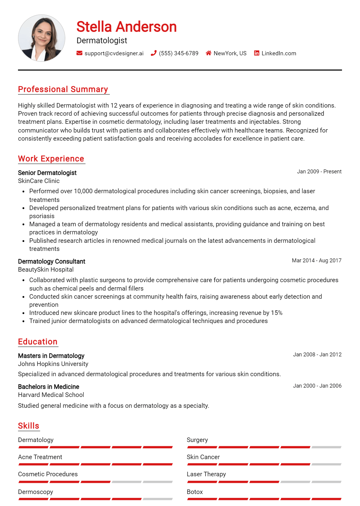 Dermatologist Resume Example for 2026: Best Formatting Tips Preview