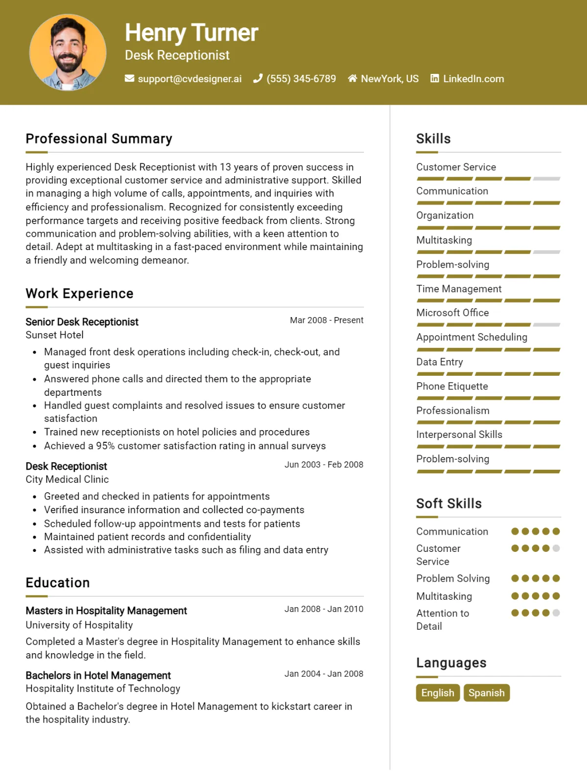 Desk Receptionist CV Example For 2026: Strategies & Templates Preview