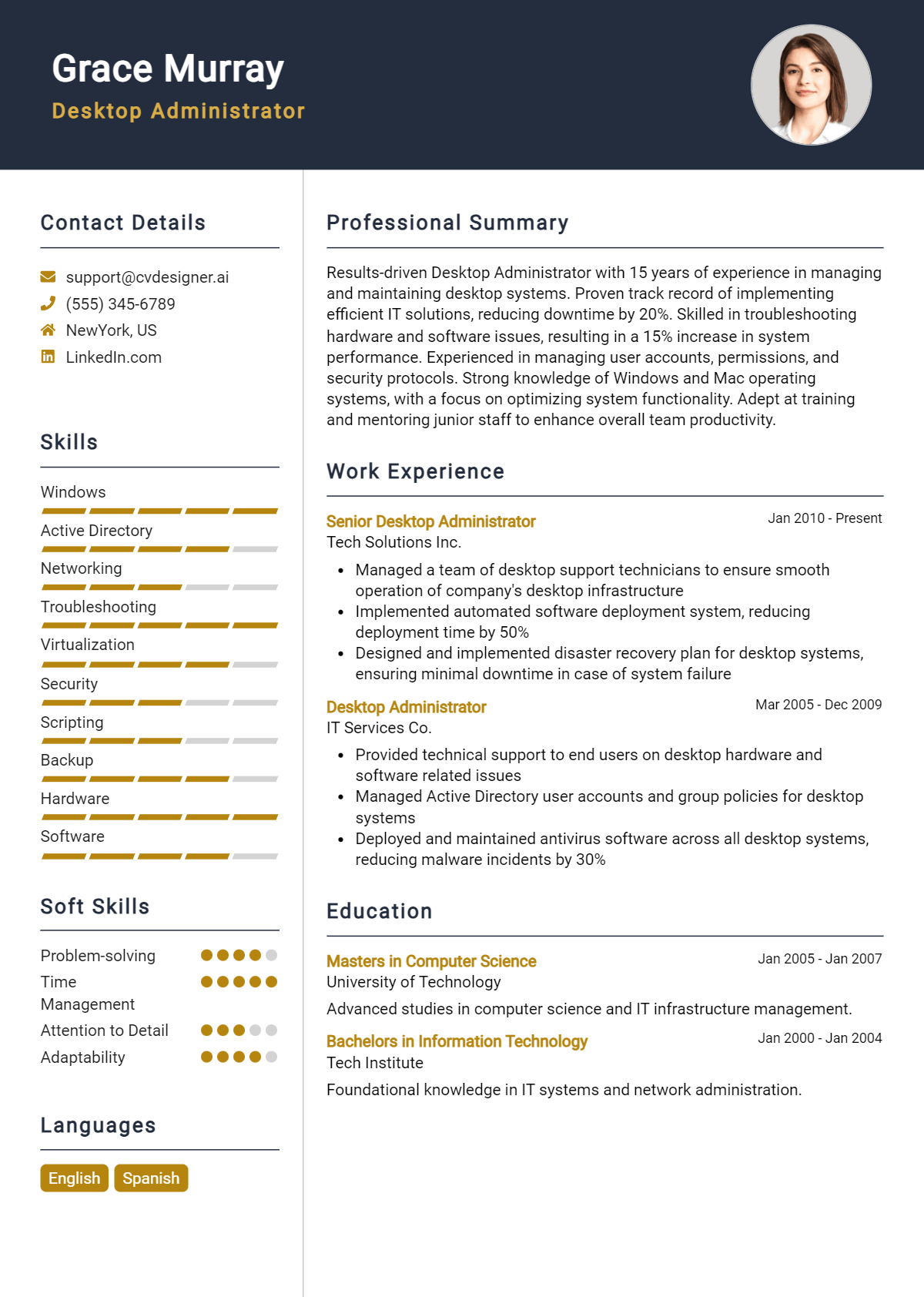 Desktop Administrator Resume Example for 2026: Best Writing Tips Preview