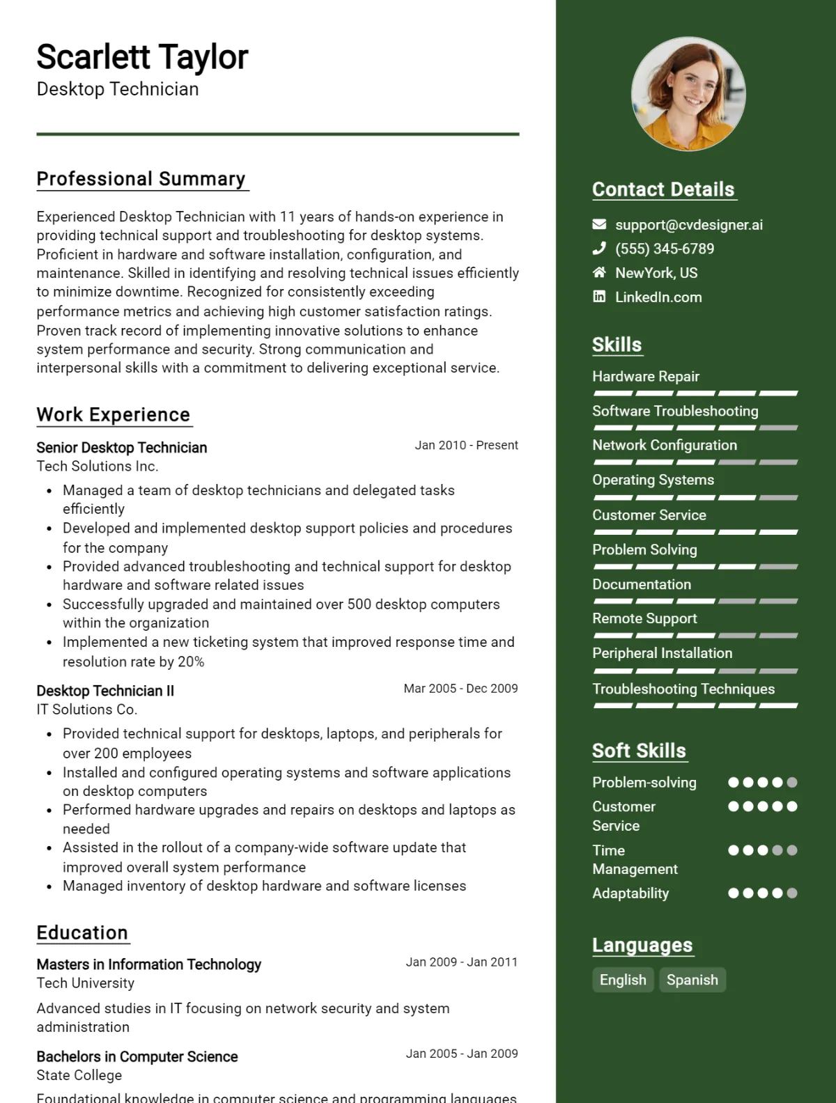 Desktop Technician CV Example For 2026: Expert Tips & Templates Preview