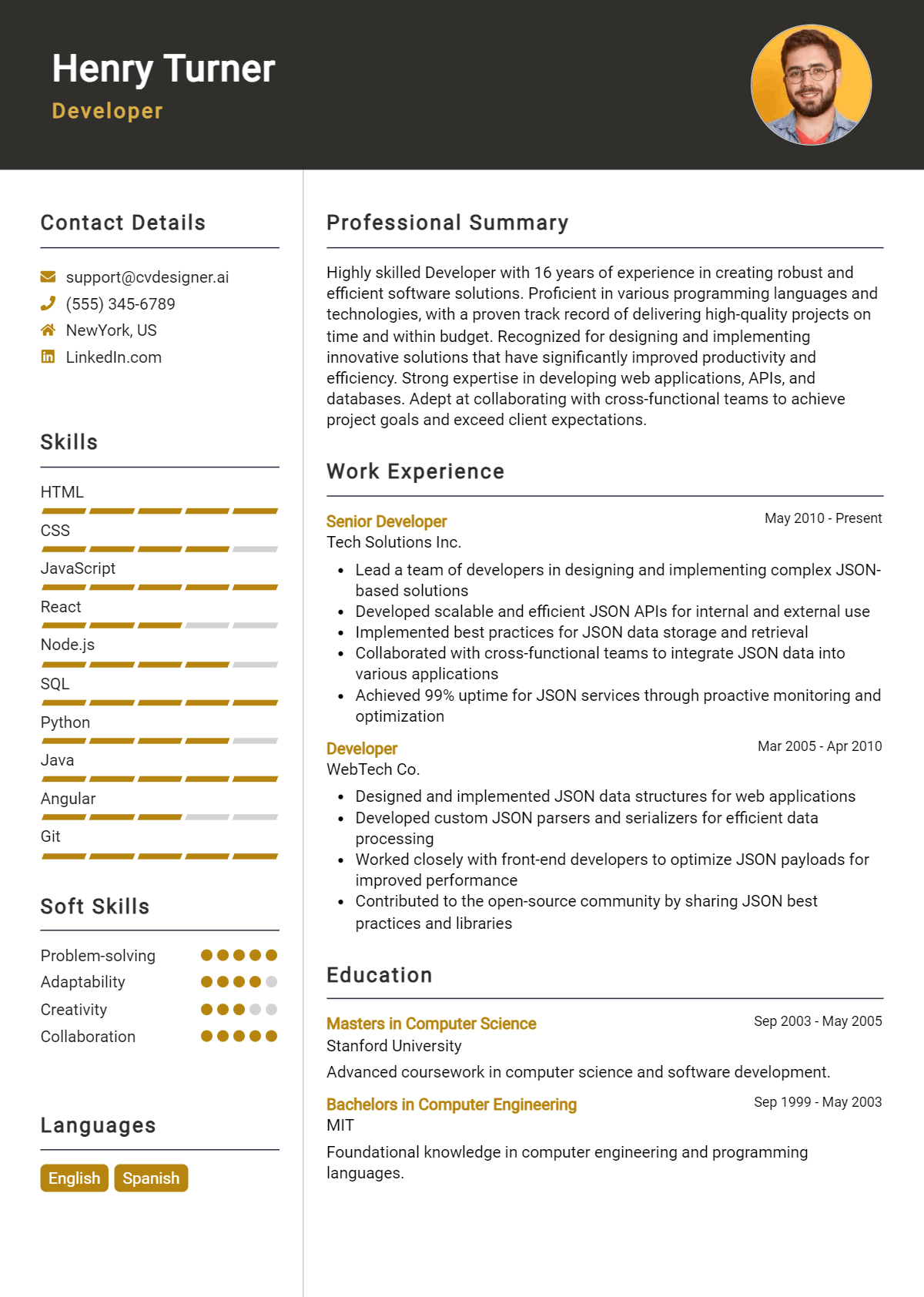 Developer Resume Example for 2026: Effective Tips Preview