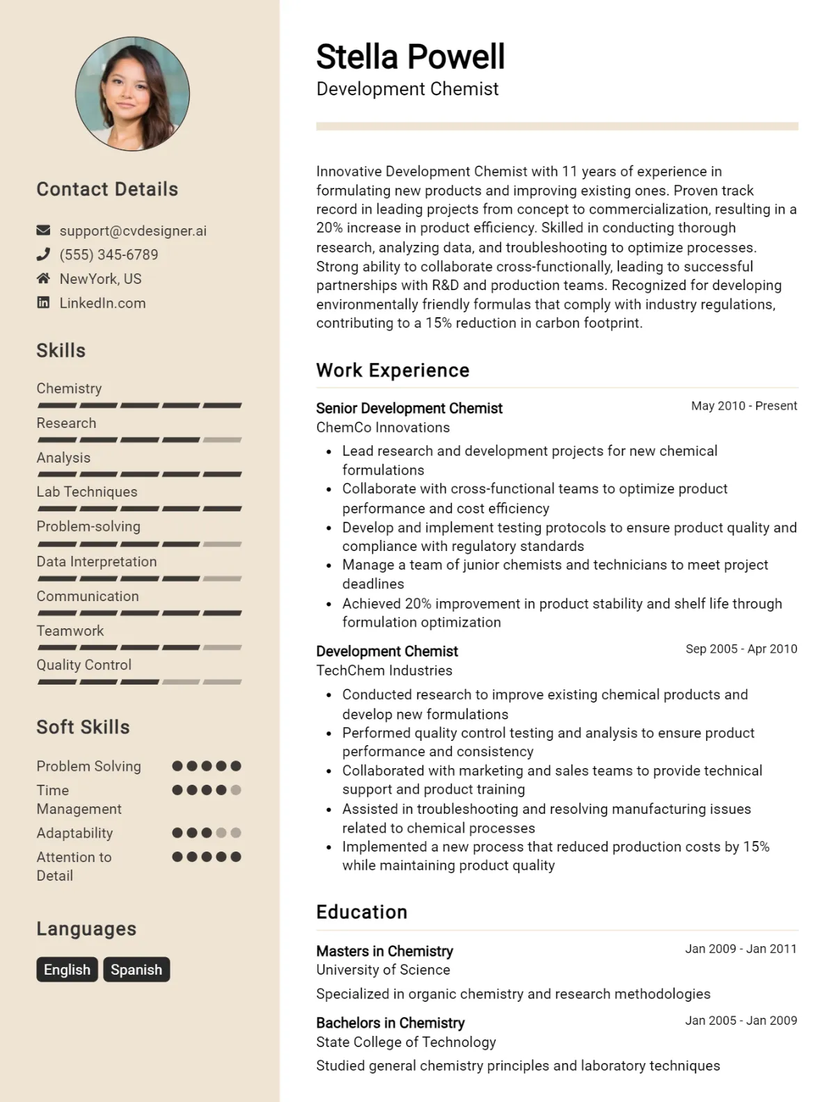 Development Chemist CV Example For 2026: Proven Tips & Templates Preview