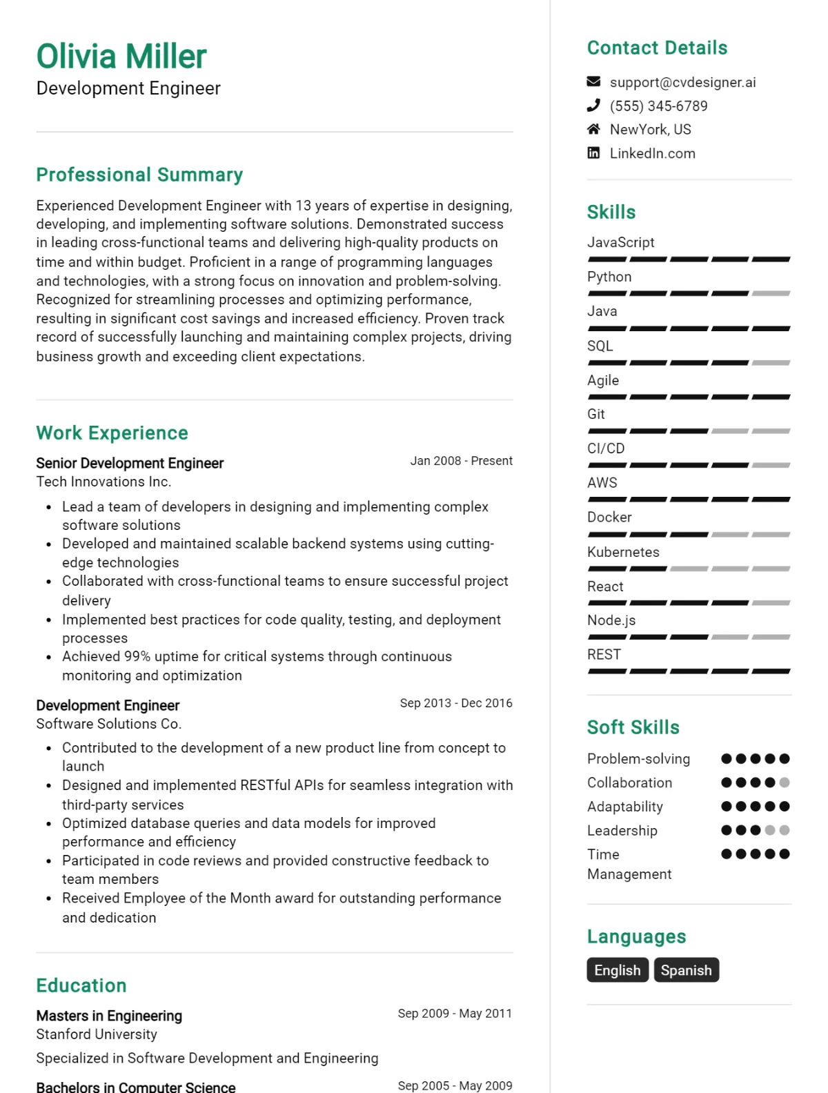 Development Engineer CV Example For 2026: How to Create a Professional CV Preview