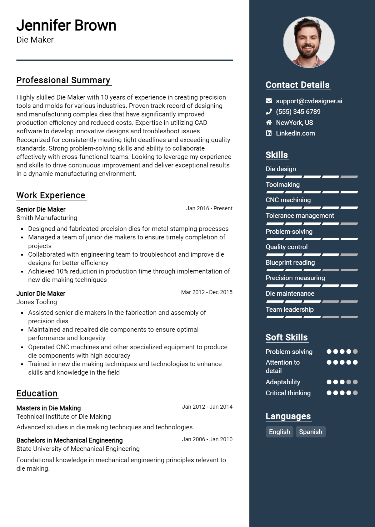 Die Maker Resume Example for 2026: Top CV Skills Preview