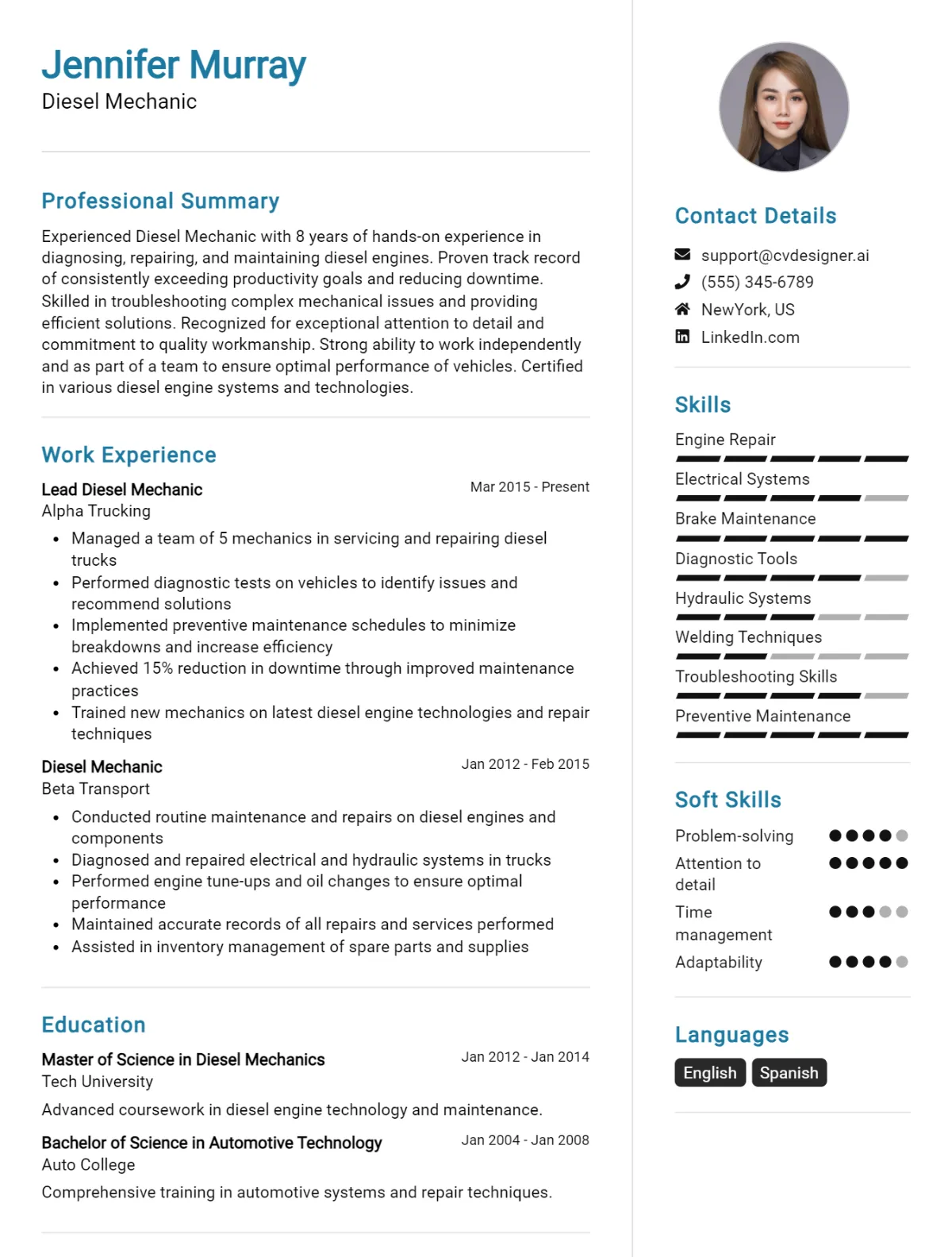 Diesel Mechanic CV Example For 2026: Top Tips & Samples Preview