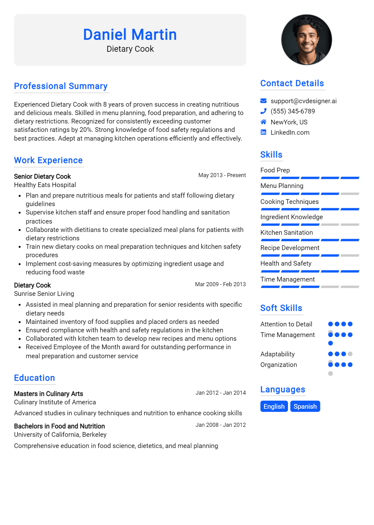 Dietary Cook Resume Example for 2026: Tips & Templates Preview