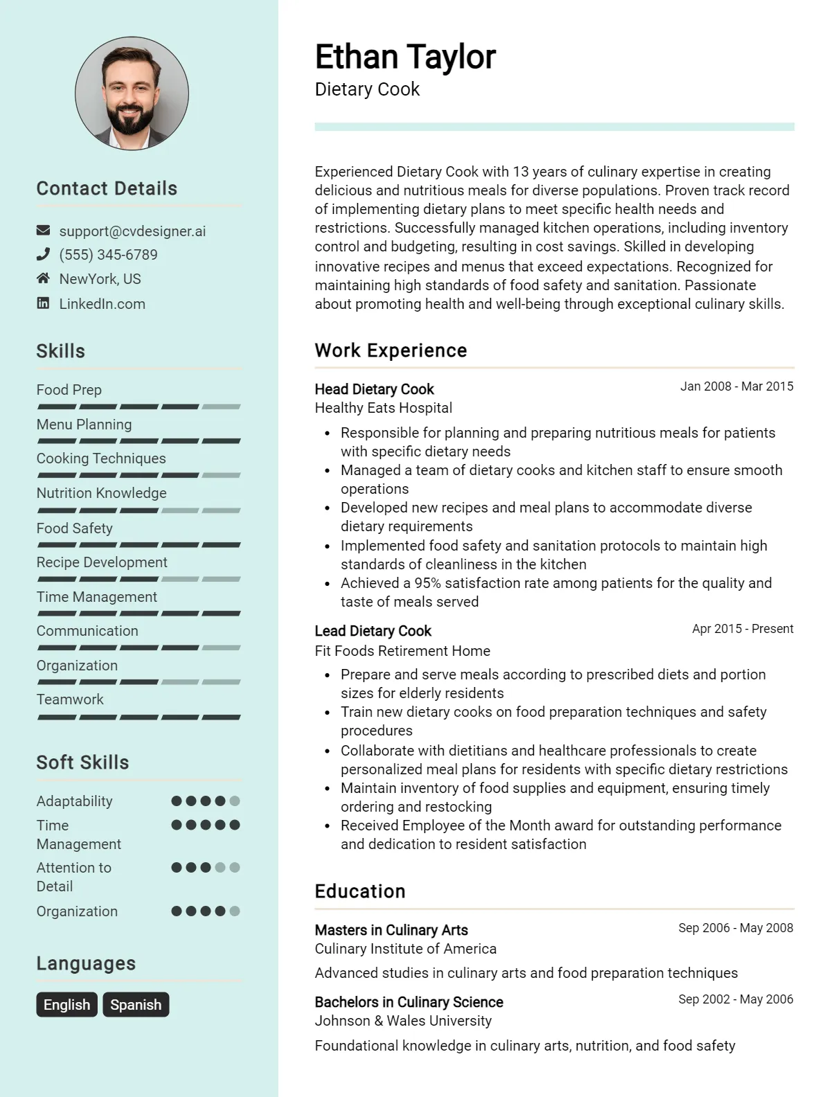 4 Dietary Cook CV Examples For 2026: Tips to Stand Out Preview