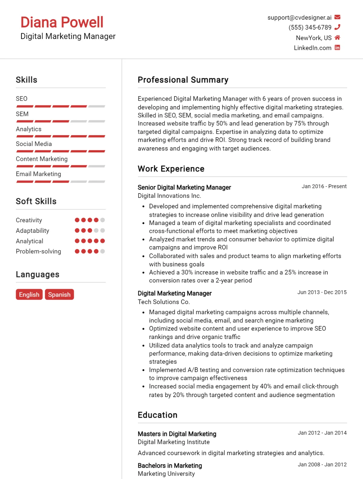 10 Digital Marketing Manager CV Examples For 2026: Tips & Templates Preview