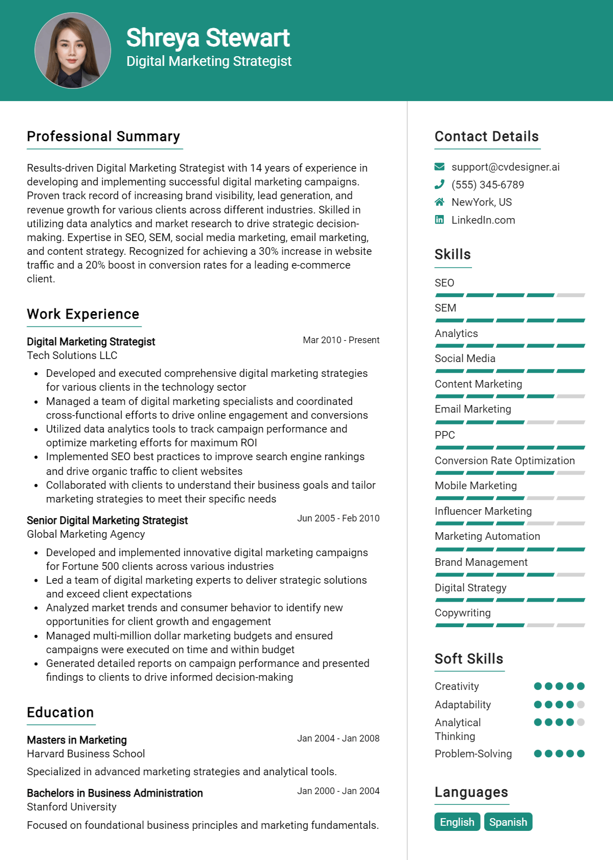 14 Digital Marketing Strategist Resume Examples for 2026: Tips & Templates Preview