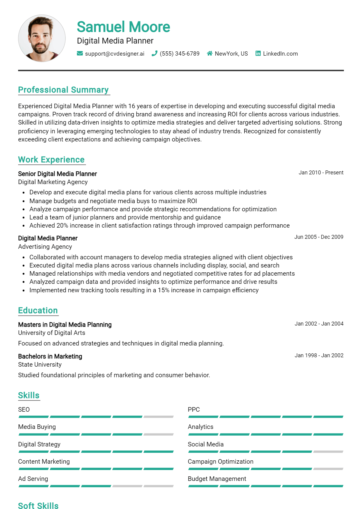 Digital Media Planner Resume Example for 2026: Tips to Stand Out Preview