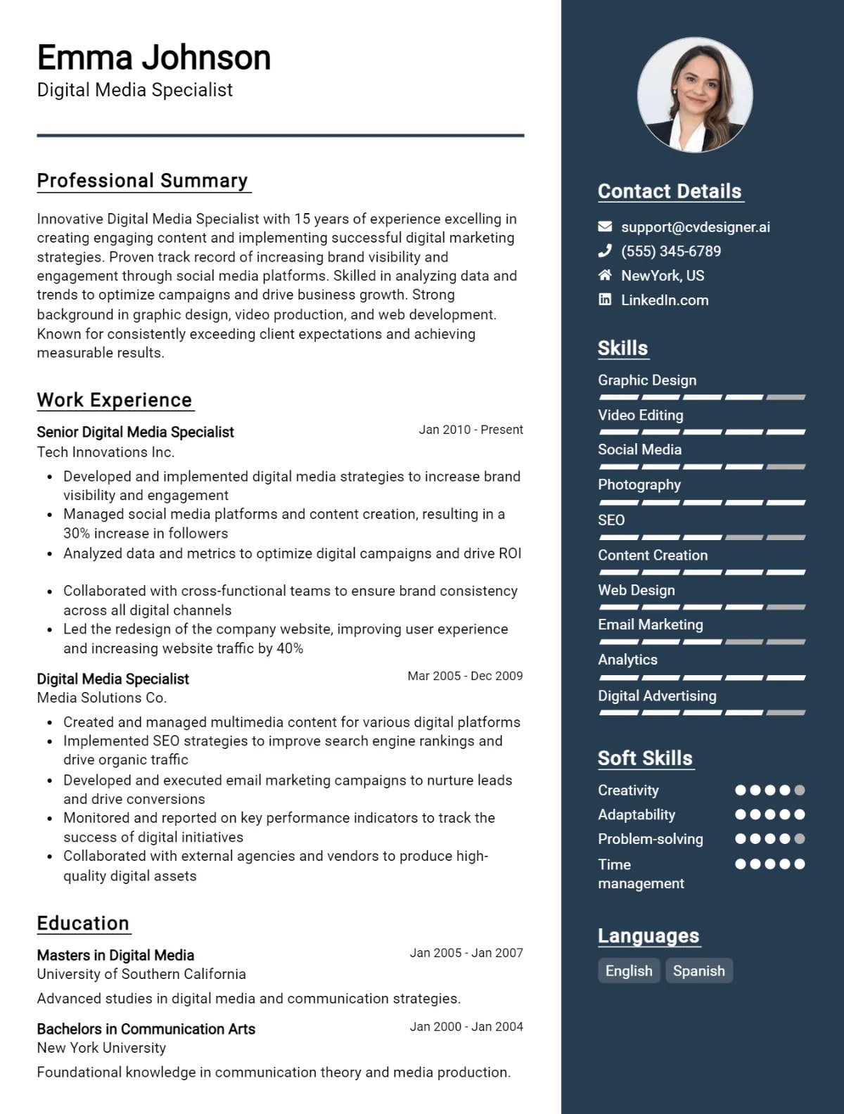 12 Digital Media Specialist CV Examples And Templates For 2026 Preview